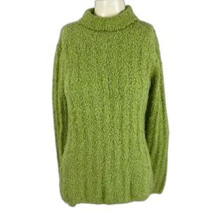 Columbia Womens Turtleneck Fuzzy Knit Sweater Green Size Medium